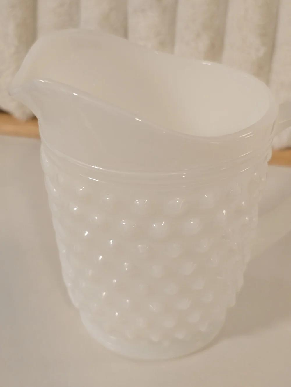 Vintage Anchor Hocking Hobnail Milk Glass Juice Pint Pitcher MCM
